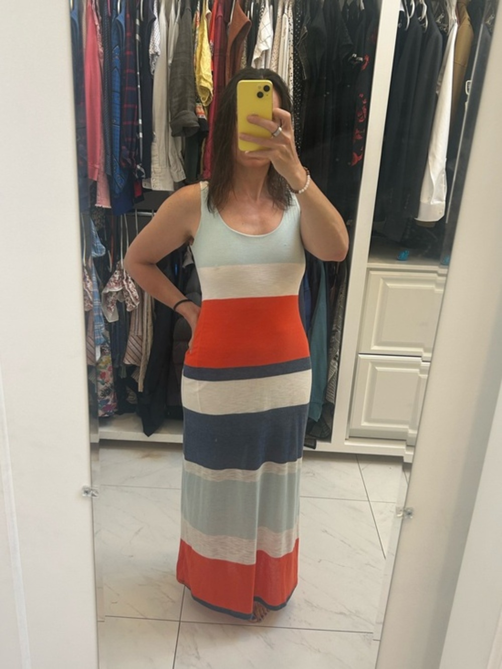 maitai Striped Scoop-Neck Maxi Dress in Red White & Blue